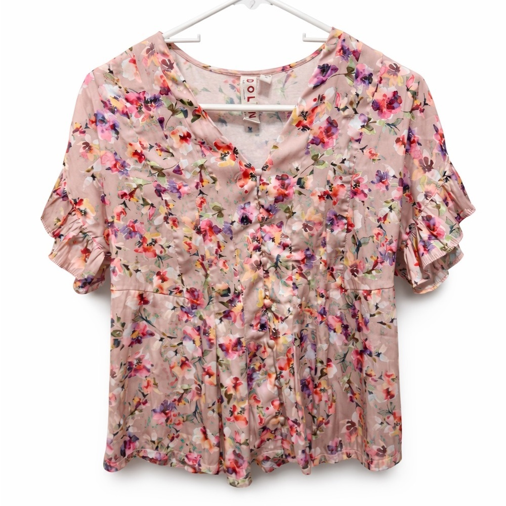 Anthropologie Dolan Floral Peplum Blouse XS | Ruffle Sleeve